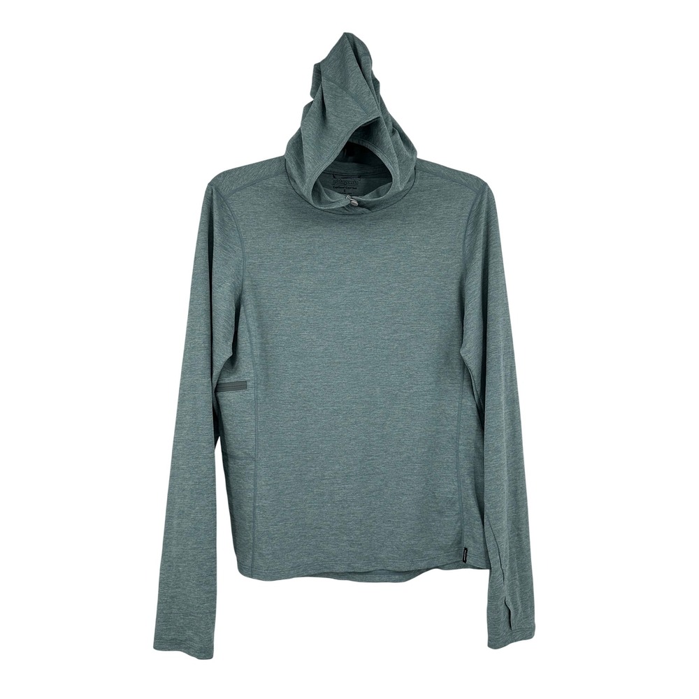 Patagonia Capilene Cool Sun Hoodie Blue Green Heathered STY 44805 Womens Small